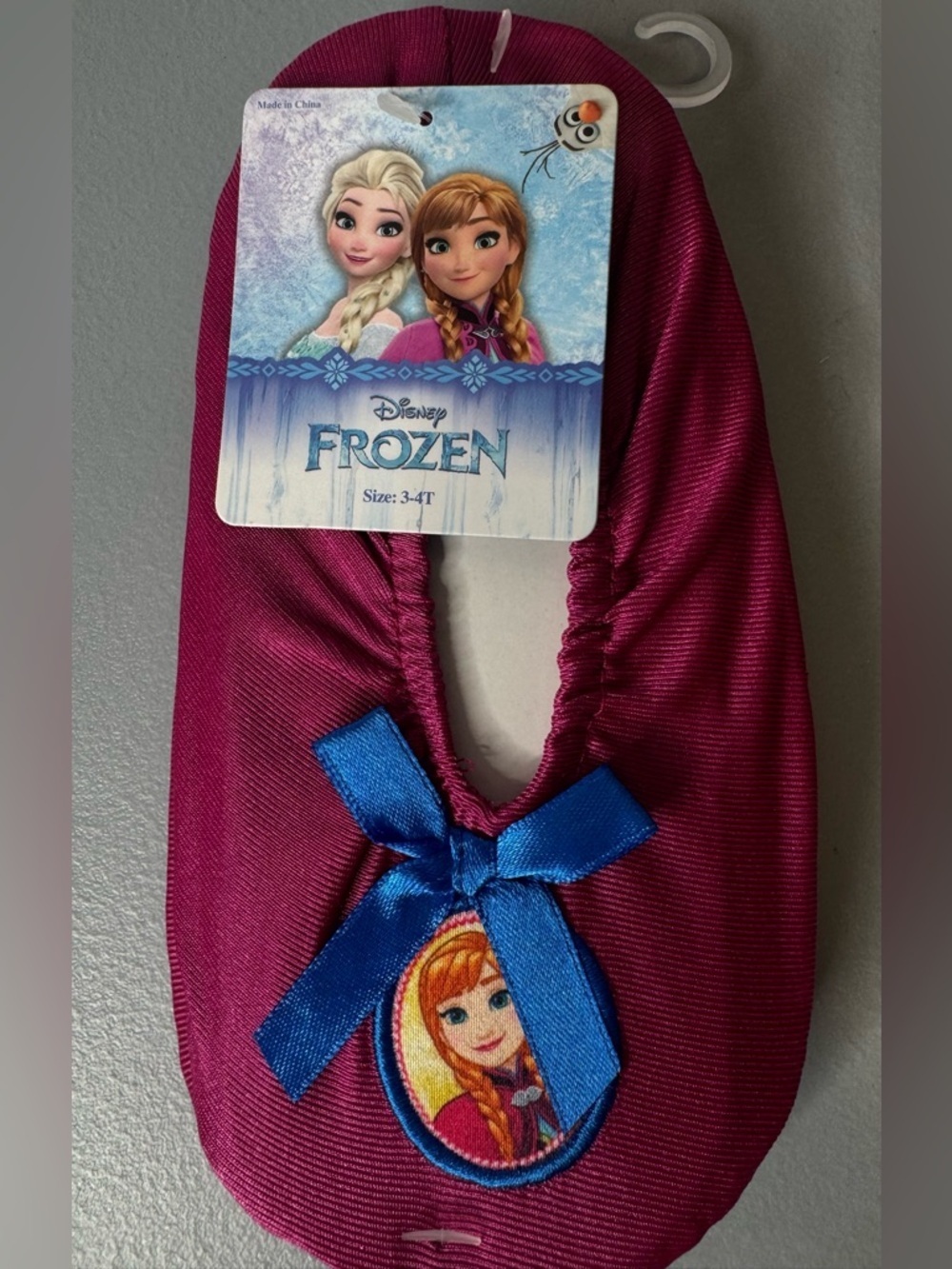 Disney frozen purple blue princess anna Satin Ballet Slippers with grip 3-4T - Picture 1 of 3
